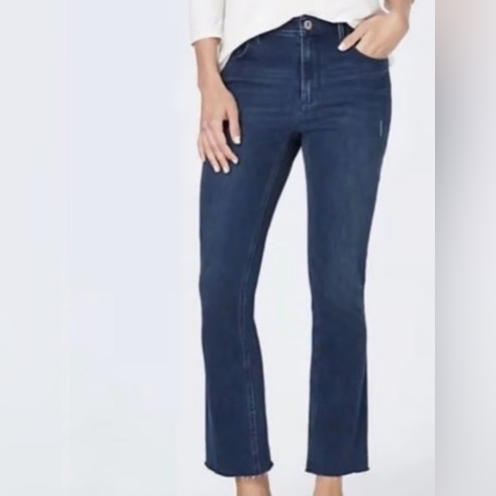 J. Jill Kick Flare Ankle Frayed Hem Denim Jean Size 10